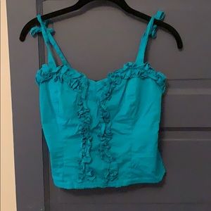 Turquoise Flower Crop Top